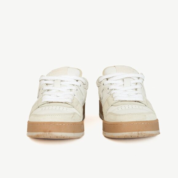 Fendi Match FF Logo Low-Top Sneaker in White Suede and Leather - Picture 2 of 13